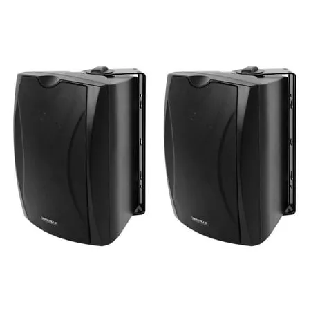 2) Rockville WET-5B 70V 5.25" IPX55 Black Commercial Indoor/Outdoor Wall Speakers