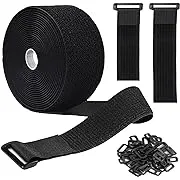 Jumpso 16ft 2 inch Wide Cable Ties with 15 Buckles, Reusable Heavy Duty Hook and Loop Straps, Adjustable Straps for Home, Office, Desk, Wire, Cord