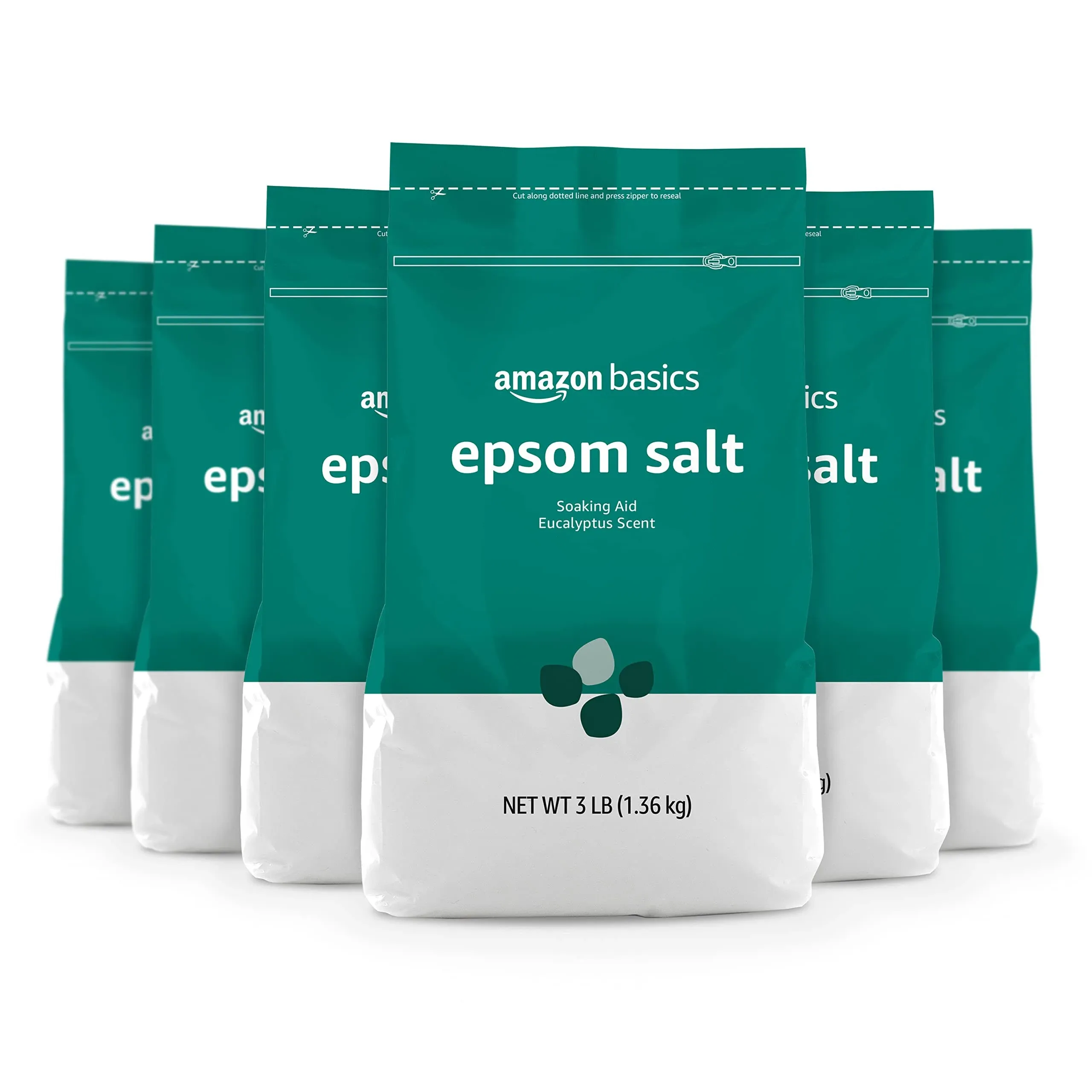 Amazon Basics Epsom Salt Soaking Aid, Eucalyptus Scented, 3 Pound (Pack of 6 ...