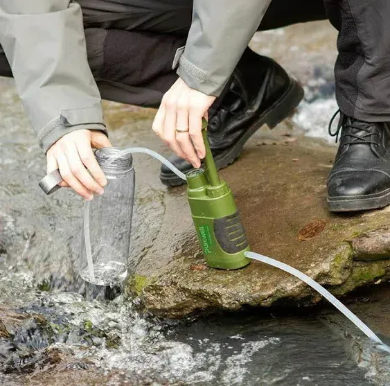 Portable Water Filter, Survival Pump Water Purification, with RO Membrane (0.0001 Micron)—Removing 99.999% of The Tested microorganisms—for Hiking, Camping, Emergency, and Outdoor Activities.