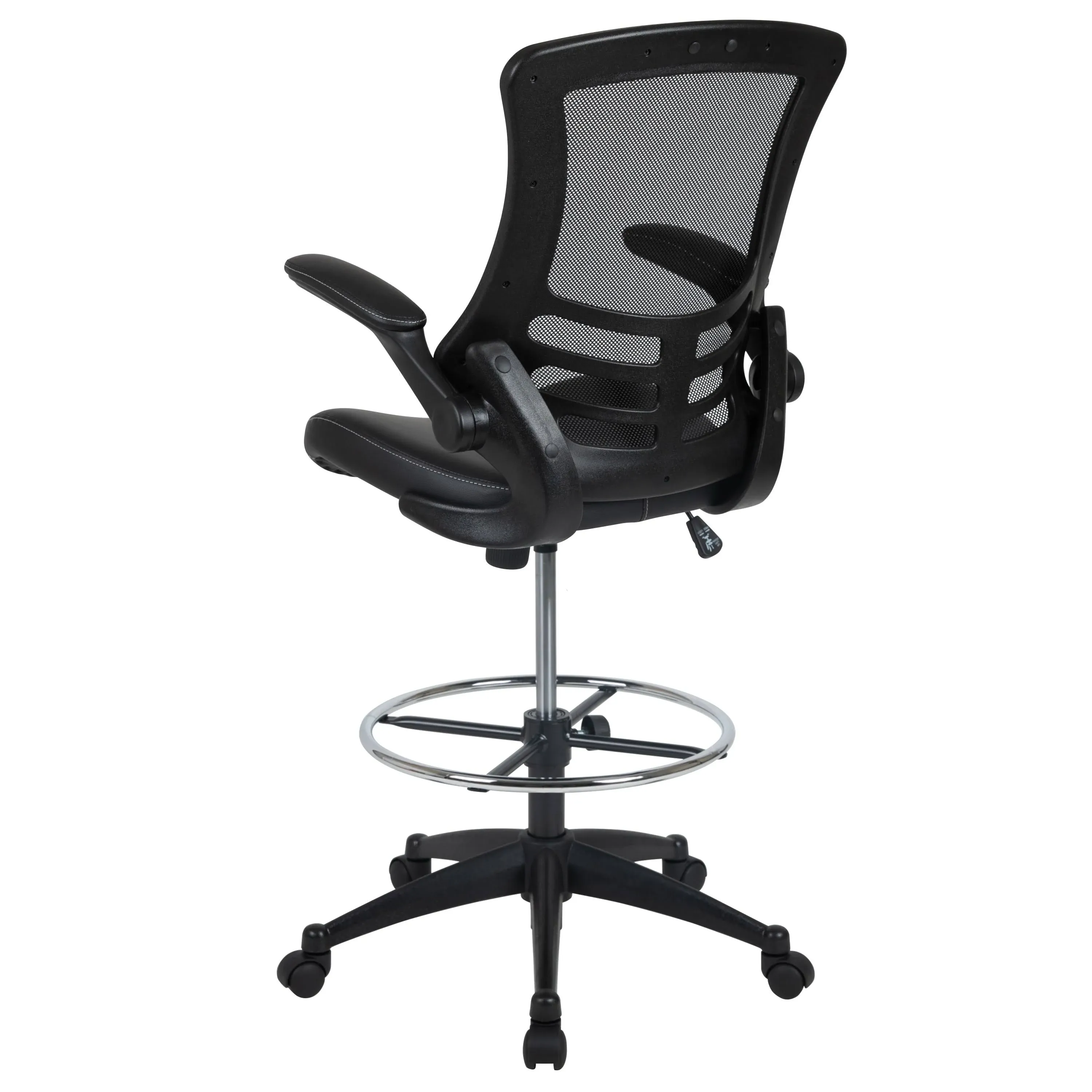 Flash Furniture Mid-Back Mesh Ergonomic Drafting Chair with Adjustable Foot Ring and Flip-Up Arms