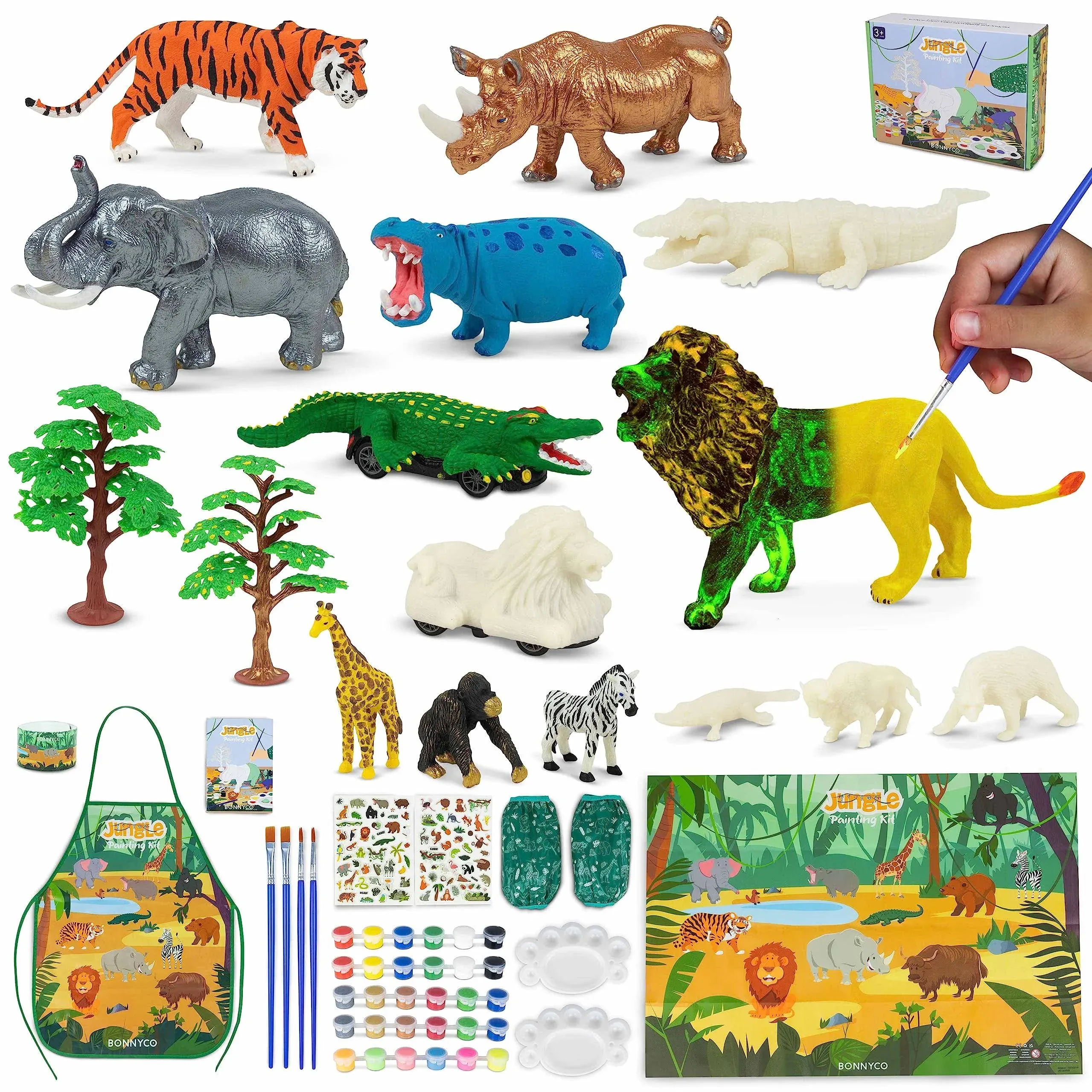 BONNYCO Animal Toys for Kids Painting Kit with 16 Animal Figurines Kids Crafts with Glow in The Dark, Toys & Gifts for Boys | Kids Toys 3 4 5 6 7 8 9 10 Years Old Gifts for Kids Birthday Christmas