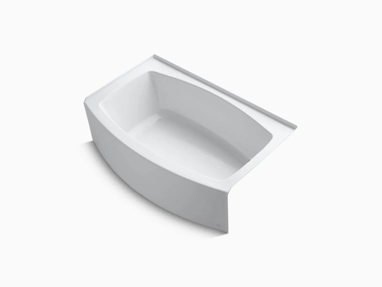 KOHLER 1100-LA-0 Expanse 60" x 32" Acrylic Alcove Bathtub with Left-Hand Drain, Compact Design Soaking Tub, White