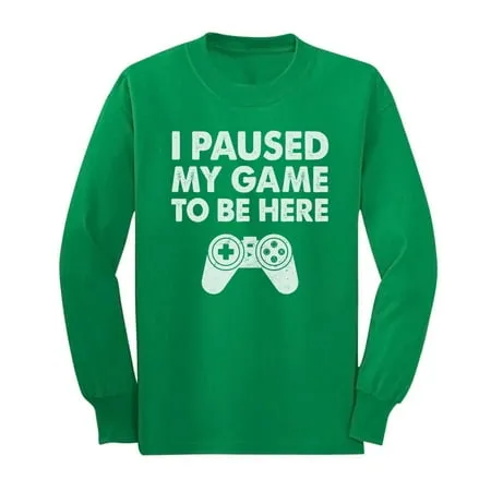 Tstars I Paused My Game to Be Here Shirt - Humorous Birthday Gift for Gamer Boys - Long Sleeve Gaming T-Shirt - Geek Culture Tee - Cool Video Game Humor Apparel - Funny Birthday Gift for Gamers