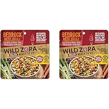 Wild Zora Paleo Freeze Dried Meals for Backpacking & Camping - Healthy Gluten Free & Grain Free Camping Meals/Backpacking Food + No Added Sugar - Great for Travel (Bedrock Beef Chili 2-pack)