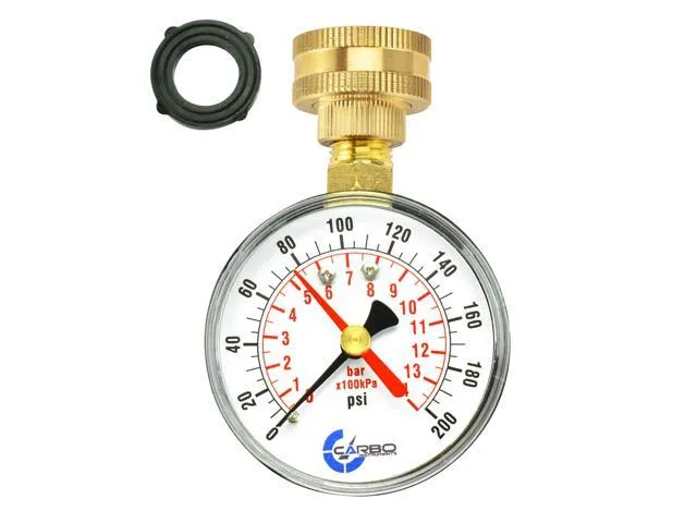 CARBO Instruments 2- 1/2' Pressure Gauge, Water Pressure Test Gauge, 3/4' Female Hose Thread, 0-200 PSI with Red Pointer