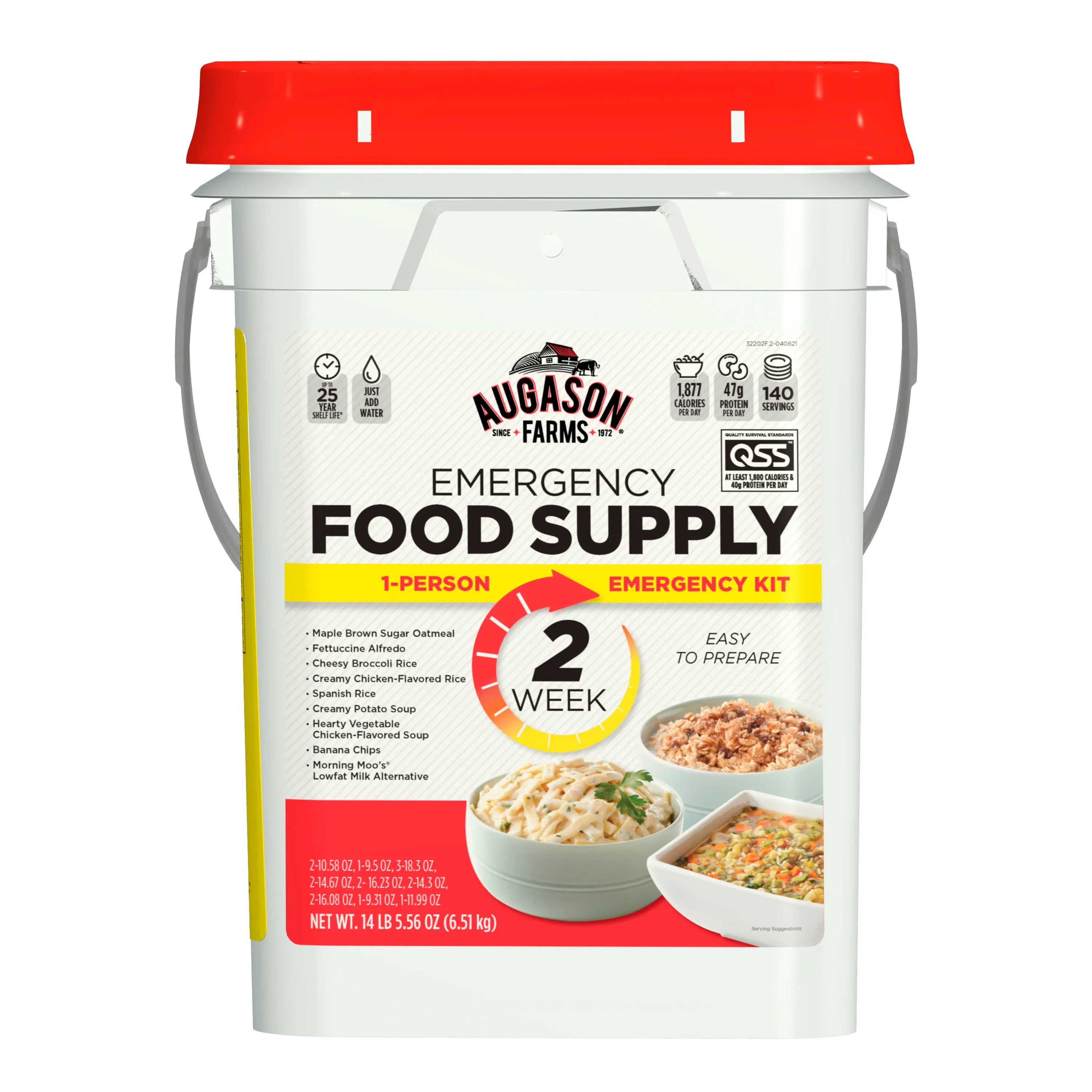 4 Gal. Pail 2-Week 1-Person Emergency Food Supply Evacuation Pail 9 Varieties 25-Year Shelf Life