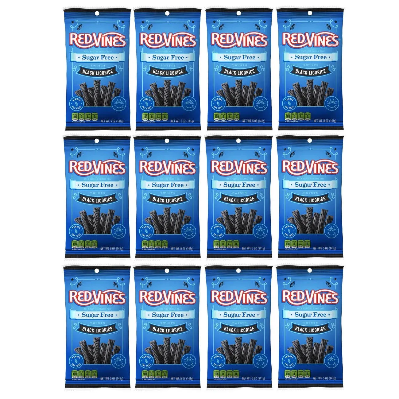 Red Vines Sugar Free Black Licorice Twists 5oz bag (12 Pack)