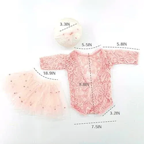 LYXIHAP Newborn Photography Prop Blush Lace Leotard Newborn Baby Girls Photog...