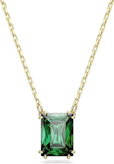 Womens Green Matrix Brass And Baguette-cut Zirconia Pendant Necklace