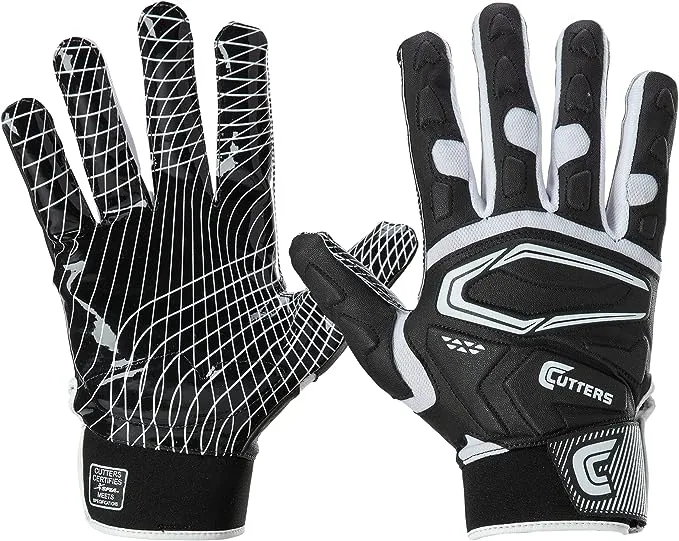 CUTTERS Youth Football Gloves Game Day Receiver. Silicone Grip Glove. No Slip. Youth Sizes.