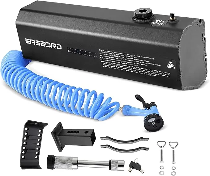 EASEORD 4.5Gallon Upgraded Pressurized Water Tank for Camping Shower, Off Road Shower for Overlanding Portable Water Storage Mount on Bumper,Roof Rack Mount for Vehicles,Trucks,SUV