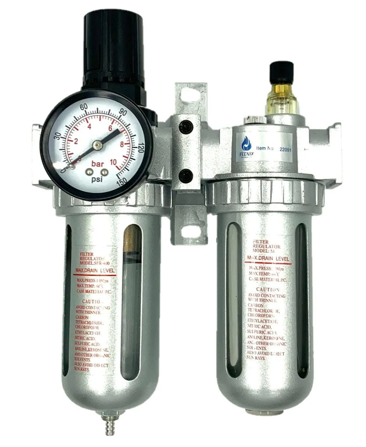 22091 Air Filter Regulator &amp; Lubricator Combo 1/2 inch NPT, 5 Micron Element,...