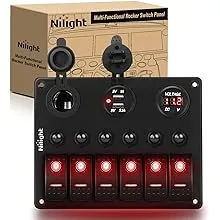 Nilight 6 Gang Red On-Off LED Rocker Switch Panel Car Marine Dual USB &amp; Stickers