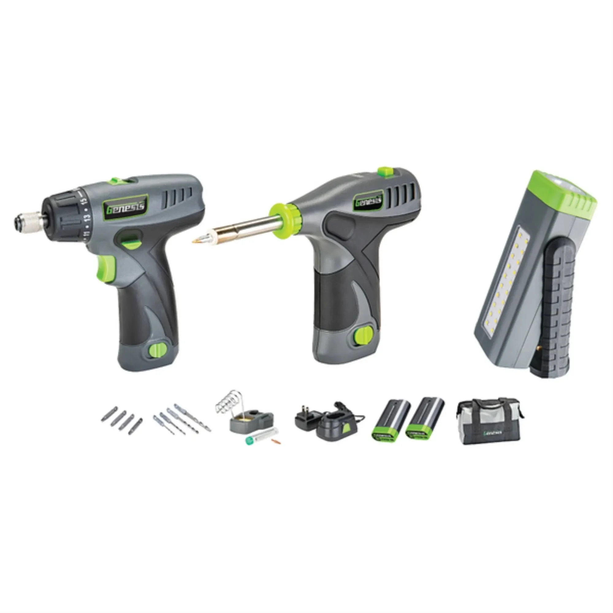 GENESIS GL0831CK2 8-Volt Li-Ion 3-Piece Cordless Tool Kit with Screwdriver, S...