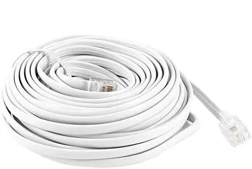 30 Feet White Telephone Extension cord cable Line Wire