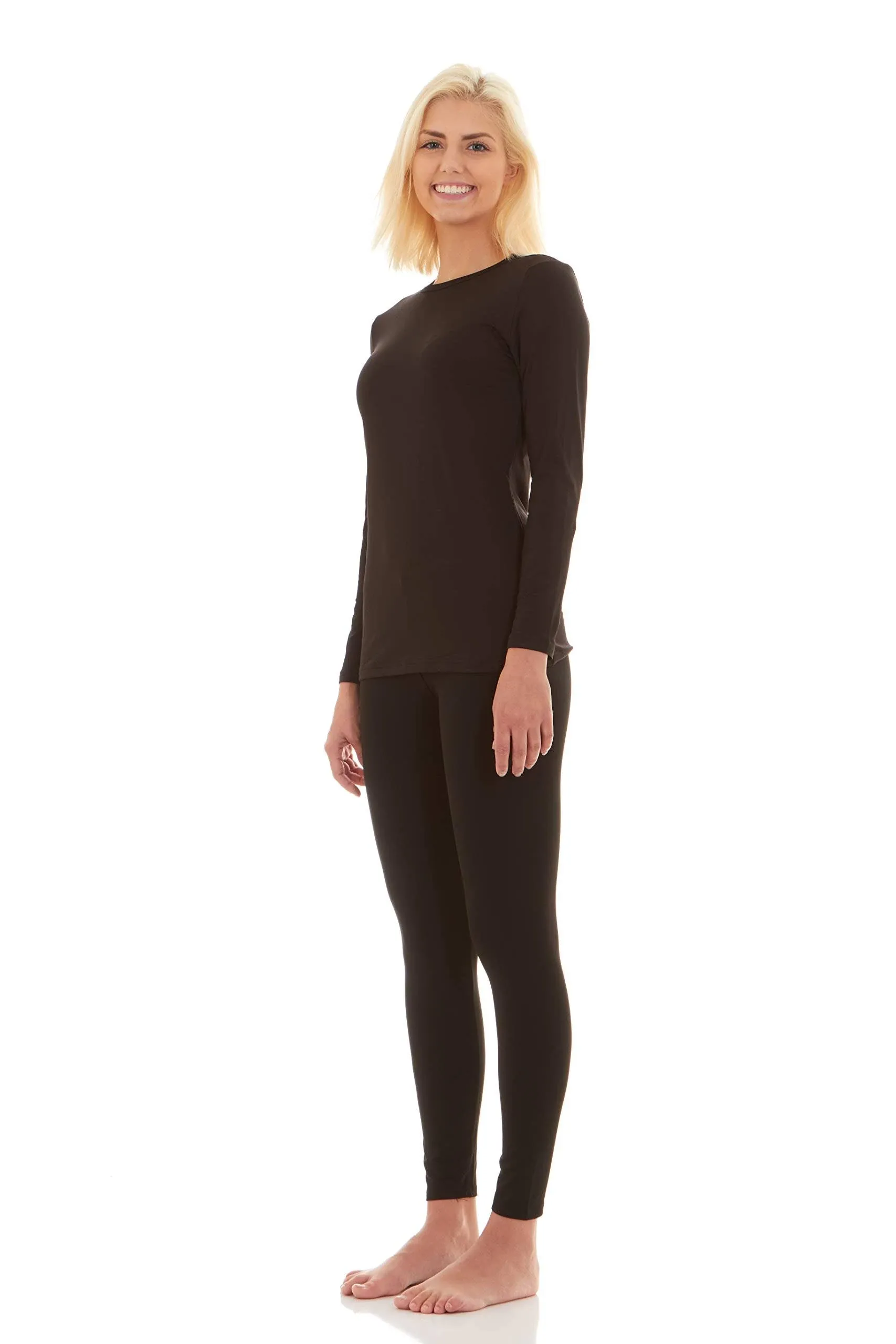 Thermal Underwear Set Women’s Bodtek - Fleece Lined Long Johns Black Size XL