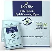 NOVEHA Daily Hygienic Eyelid & Lash Wipes | For Blepharitis & Itchy Eyes, Demodex | Box Of 60 Individually Wrapped Eyelash Wipes, Natural Makeup Remover & Daily Cleanser