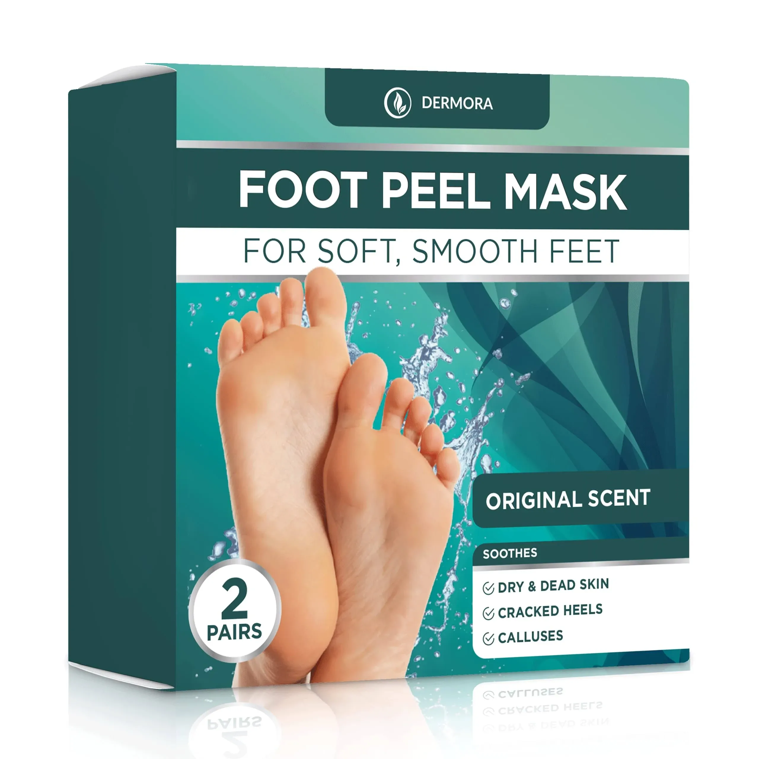 Foot Peel Mask - 2 Pack of Regular Size Skin Exfoliating Foot Masks for Dry, Cra