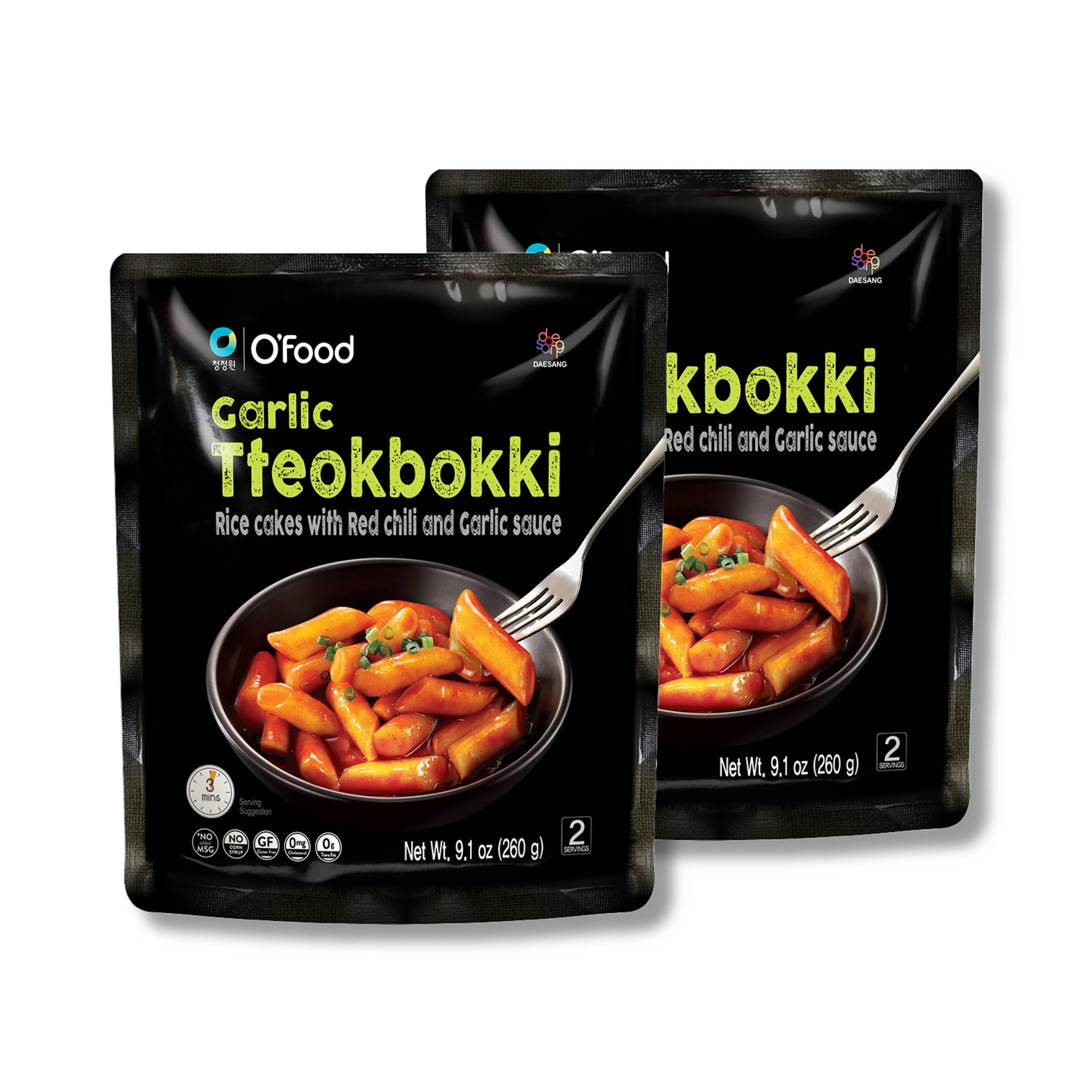 O'Food Original Tteokbokki Gluten-Free Korean Rice Cakes Authentic Spicy Korean Street Food Snack Perfect with Cheese and Ramen Noodles Ready to E