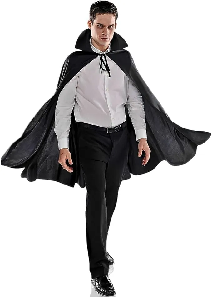 Black Cape Vampire Costume - One Size Fits Most (1 Count) - Stunning Style for Halloween, Cosplay, & Parties