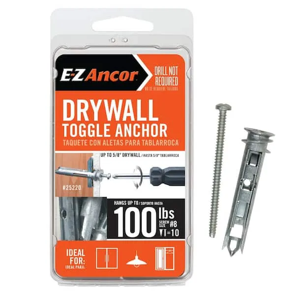 E-Z Ancor 100-lb 5/8-in x 2-1/2-in Drywall Anchors with Screws Included (10-Pack)