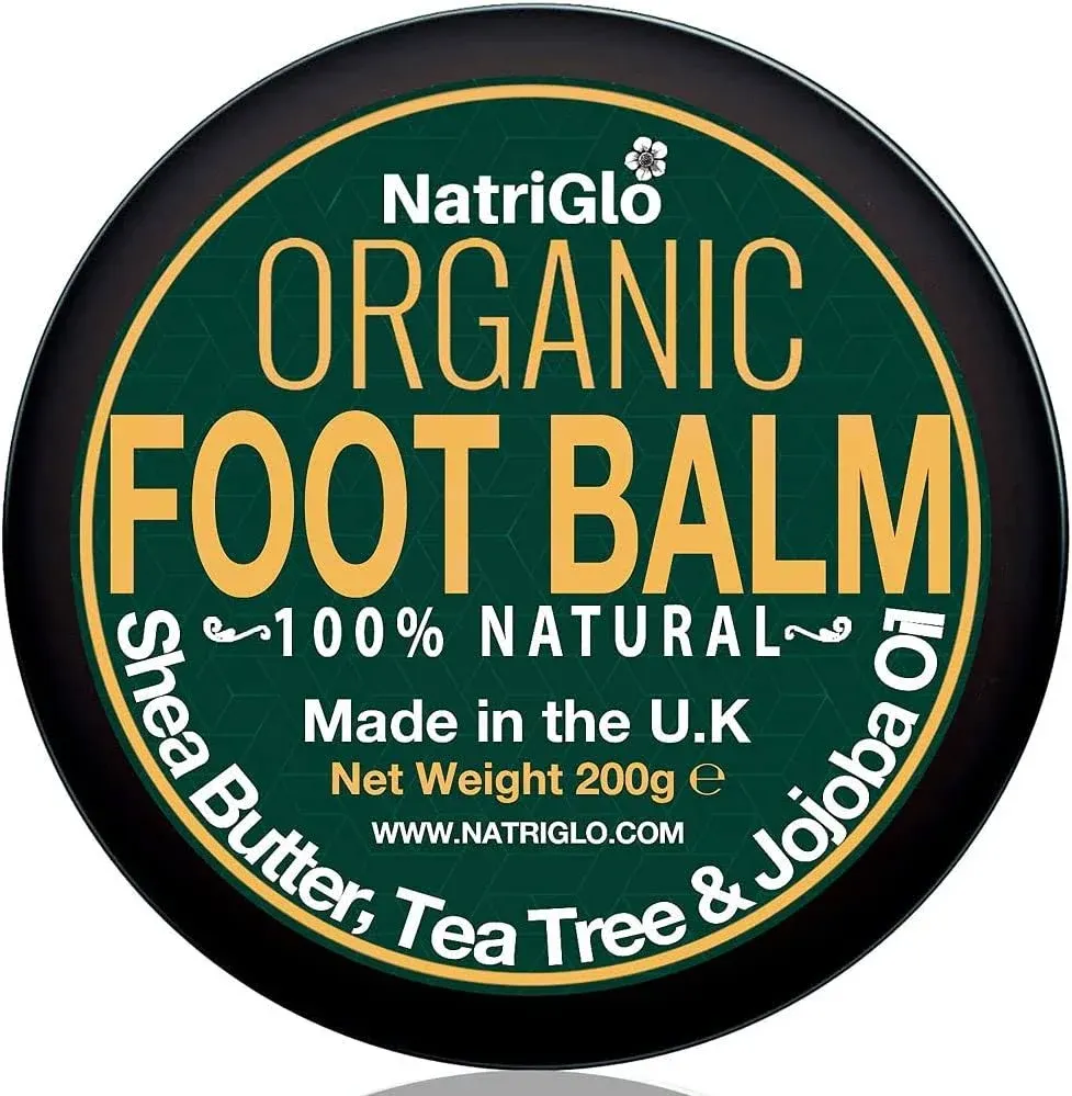 Organic Foot Cream for Cracked Heels and Dry Skin, Athletes foot, Very Dry Feet, Hard Skin - Antifungal Cracked Heel Treatment Repair Balm w/Tea Tree Oil & Shea Butter Oil by NatriGlo -200g