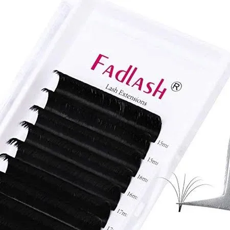 Volume Lash Extensions D Curl 15-20mm Fadlash Self Fanning Lashes 0.03mm Easy Fan ...