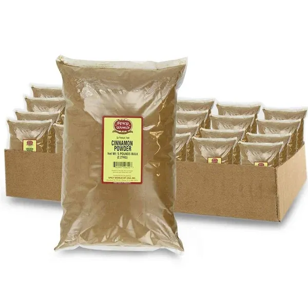 Cinnamon Powder 5 Pound Bulk Bag | Ground Cassia Cinnamon | Great for Coffee, Tea, Baking & Oatmeal ~ By Spicy World (Pack of 4)