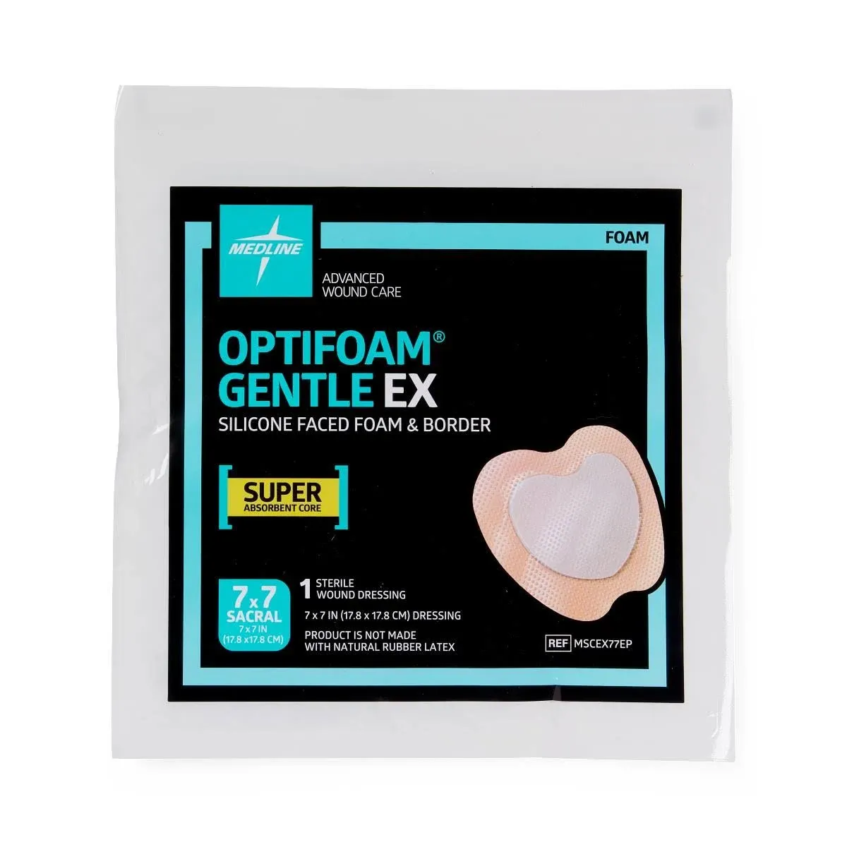 Medline Optifoam Gentle EX Sacrum Foam Dressing