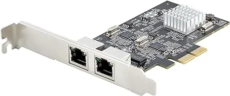 StarTech.com 2-Port 2.5Gbps NBASE-T PCIe Network Card, Intel I225-V, Dual-Port Computer Network Card, Multi-Gigabit NIC, PCI Express Server LAN Card, Desktop Ethernet Interface (PR22GI-NETWORK-CARD)