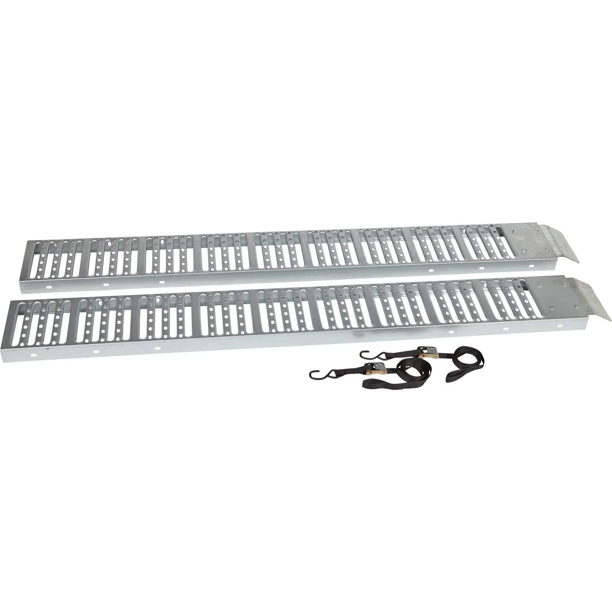 49'' x 86'' Heavy Duty Shipping Container Loading Ramps - 5.9" Height Differential - 16,000lbs Loading Capacity - Forklift Compatible - 10 Gauge Steel Cargo Container Ramp w/Two Chains