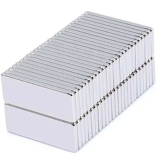 50pcs Rare Earth Magnets Bars, Small Rectangular Neodymium Magnets Heavy Duty for Crafts, Refrigerator, Cabinets, Cruise Tool Storage, Industrial, 20x8x1.5 mm