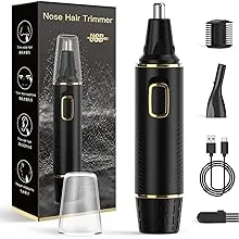 NOGIS Ear and Nose Hair Trimmer Clipper for Men Women 5 in 1 USB Rechargeable Professional Electric Eyebrow and Facial Hair Trimmer with Waterproof Head Double-Edge Stainless Steel Blade (Black)