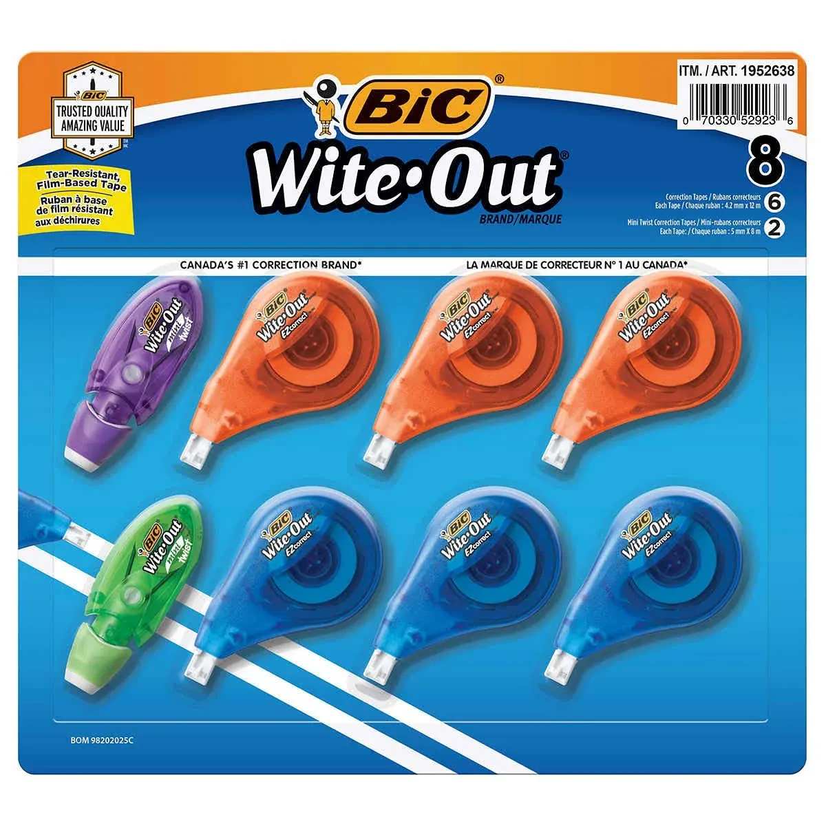 BIC Wite-Out Brand EZ Correct Correction Tape, 19.8 Feet, 4-Count Pack of white Correction Tape, Fast, Clean and Easy to Use Tear-Resistant Tape Office or School Supplies