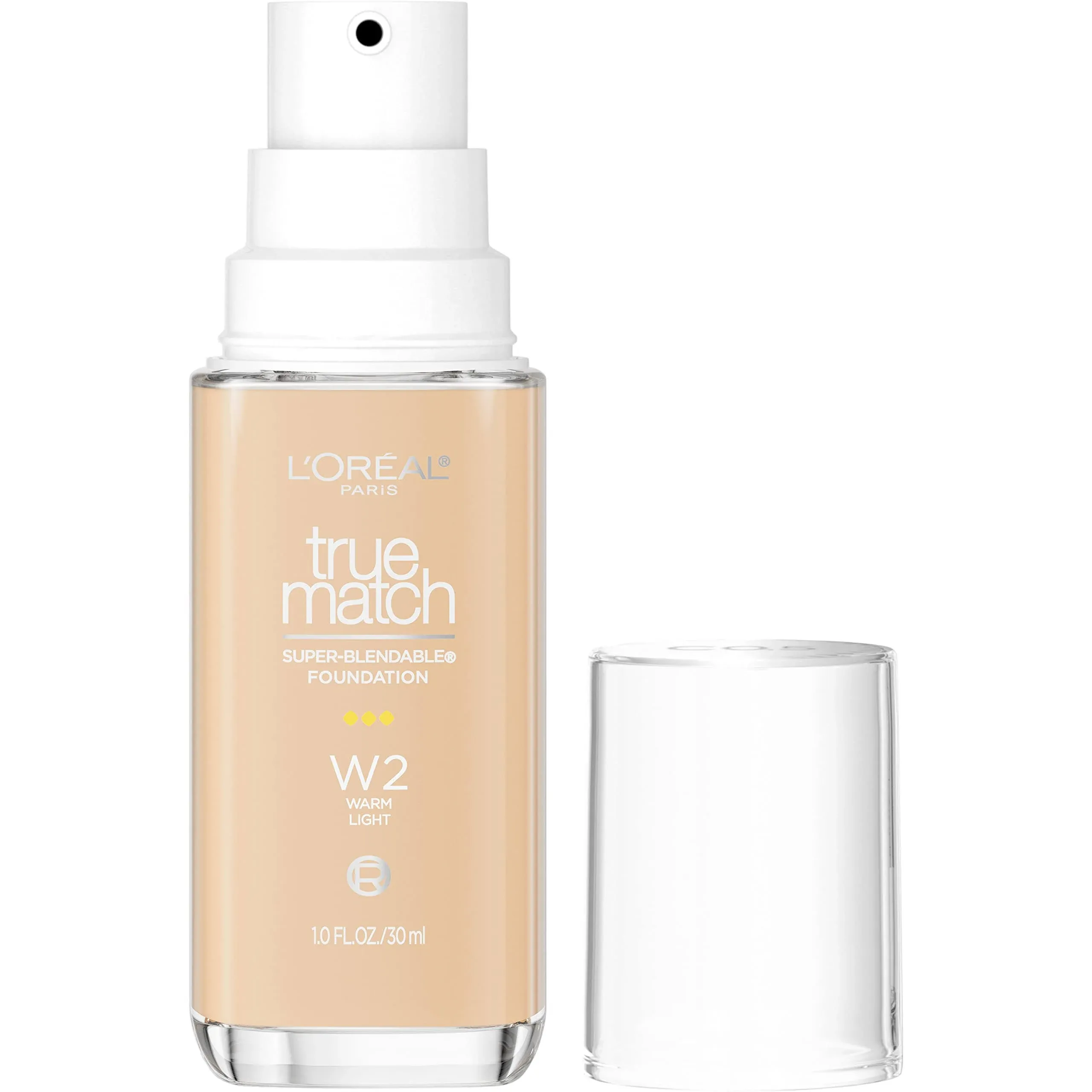 Loreal Paris True Match Super-Blendable Foundation, Medium Coverage Liquid Foundation Makeup, W2, Light, 1 Fl oz