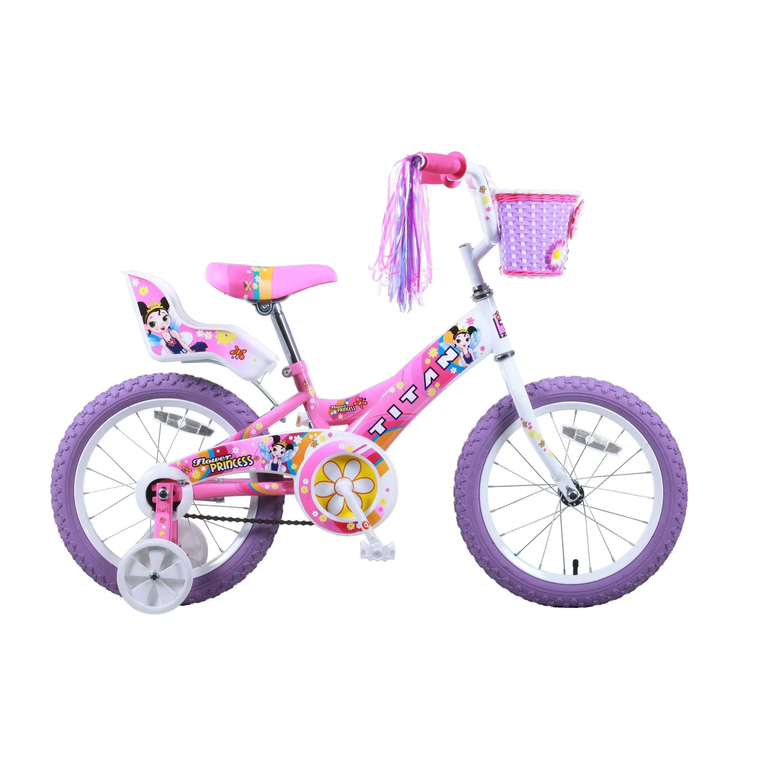 Titan 16 in. Flower Princess Girls BMX Bike, Pink