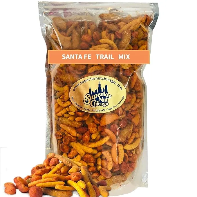 Superior Nut Chicago Santa Fe Spicy Trail Mix - Salty & Savory Snack - Spicy Mix w/ 6g Protein - Hot Peanuts, Cajun Corn Sticks, Sesame Sticks, Chili Crescents, Toasted Corn, Pumpkin Kernels - 1.5 lb Bag