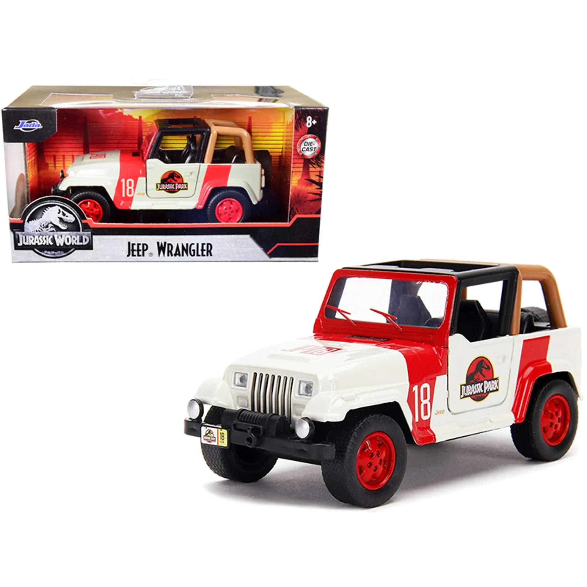 Jada Toys Jurassic World 1:32 Jeep Wrangler Die-cast Car, Toys for Kids and Adults