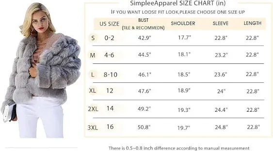 Simplee Women Luxury Winter Warm Fluffy Faux Fur Short Coat Jacket Parka Outwear