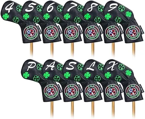 Golf Iron Covers Iron Head Covers, Lucky Clover Iron Covers Long Neck Golf Iron 