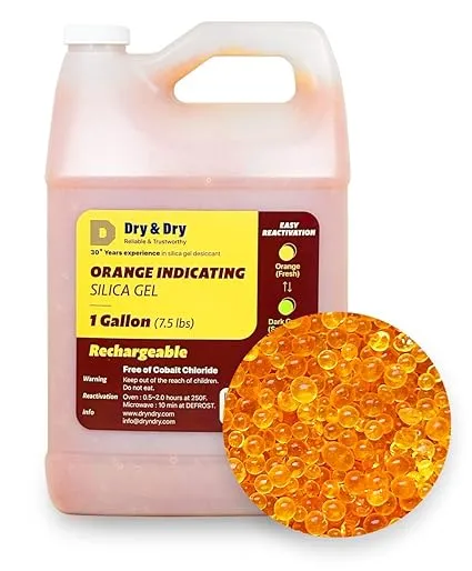 Dry & Dry" [1 Quart Premium Orange Indicating Silica Gel Desiccant Beads(Industry Standard 3-5 mm) - Rechargeable Silica Gel Beads(2 LBS)