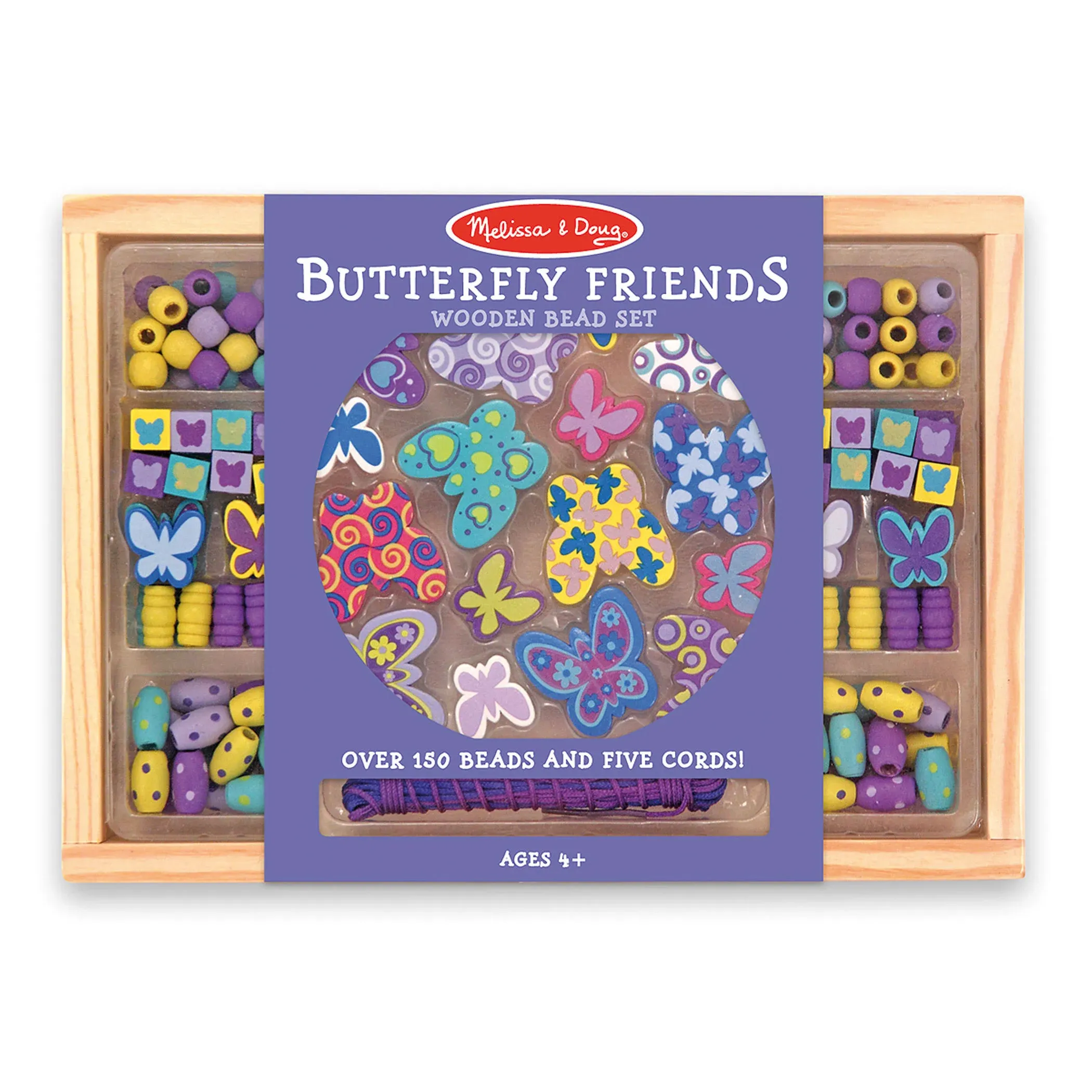 Melissa & Doug Created by Me! Butterfly Beads Wooden Bead Kit, 120+ Beads for Jewelry-Making