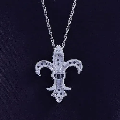 1/4 Ct Cubic Zirconia Fleur-de-Lis Pendant Necklace  Sterling