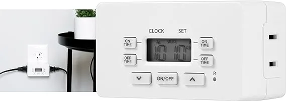 UltraPro Digital Timer, 24 Hour Cycle, 2 Polarized Outlet TImer, 2 Personal ON/OFF Settings, Override Button, Light Timer, Plug Timer, Ideal for Lamps, Seasonal Lighting, & Small Appliances, 57307