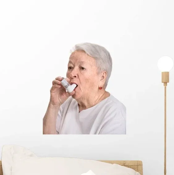 Senior Woman with Asthma Wall Decal