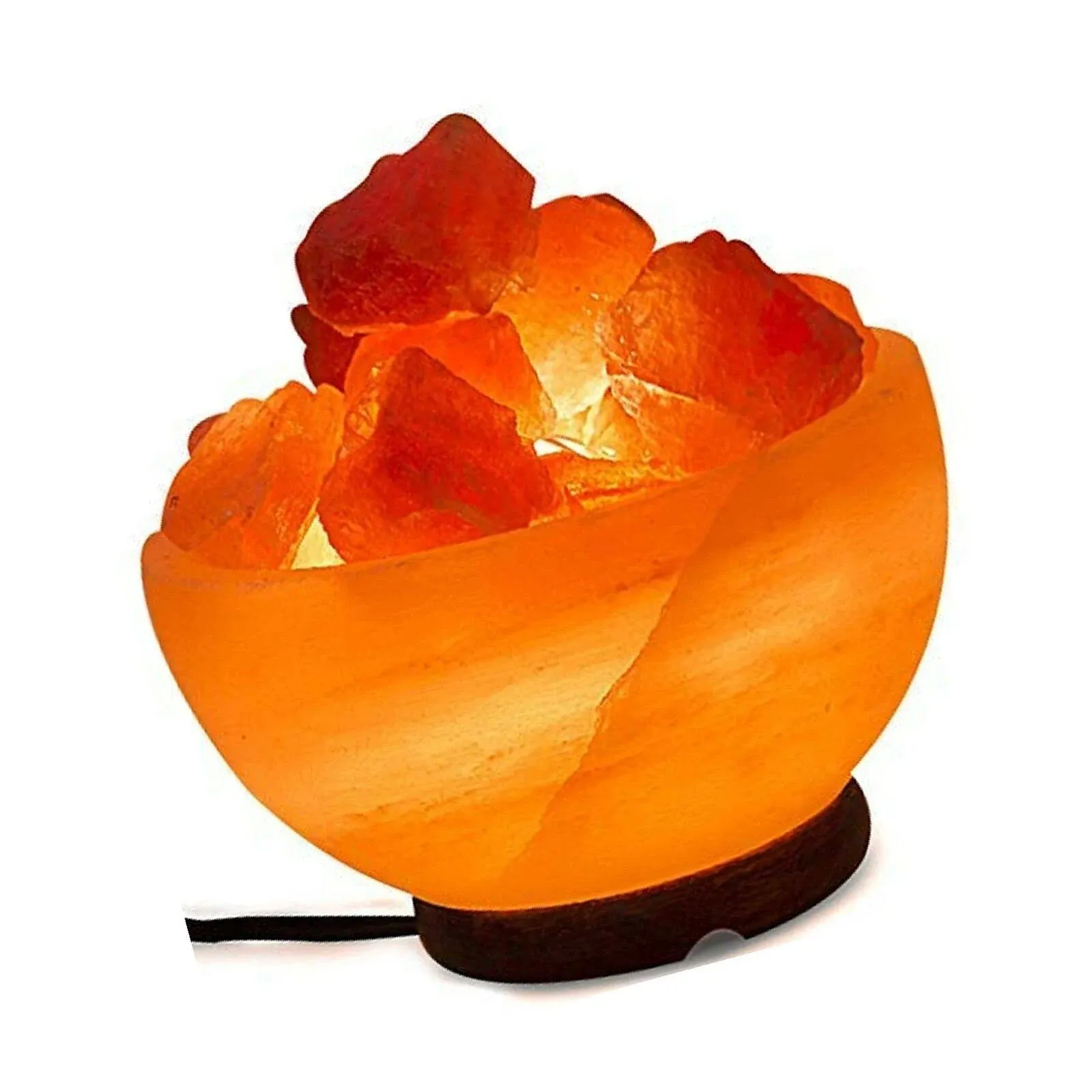 Spantik Himalayan Salt Lamp Bowl Shape with Dimmer Cord Natural Crystal Chunks ...