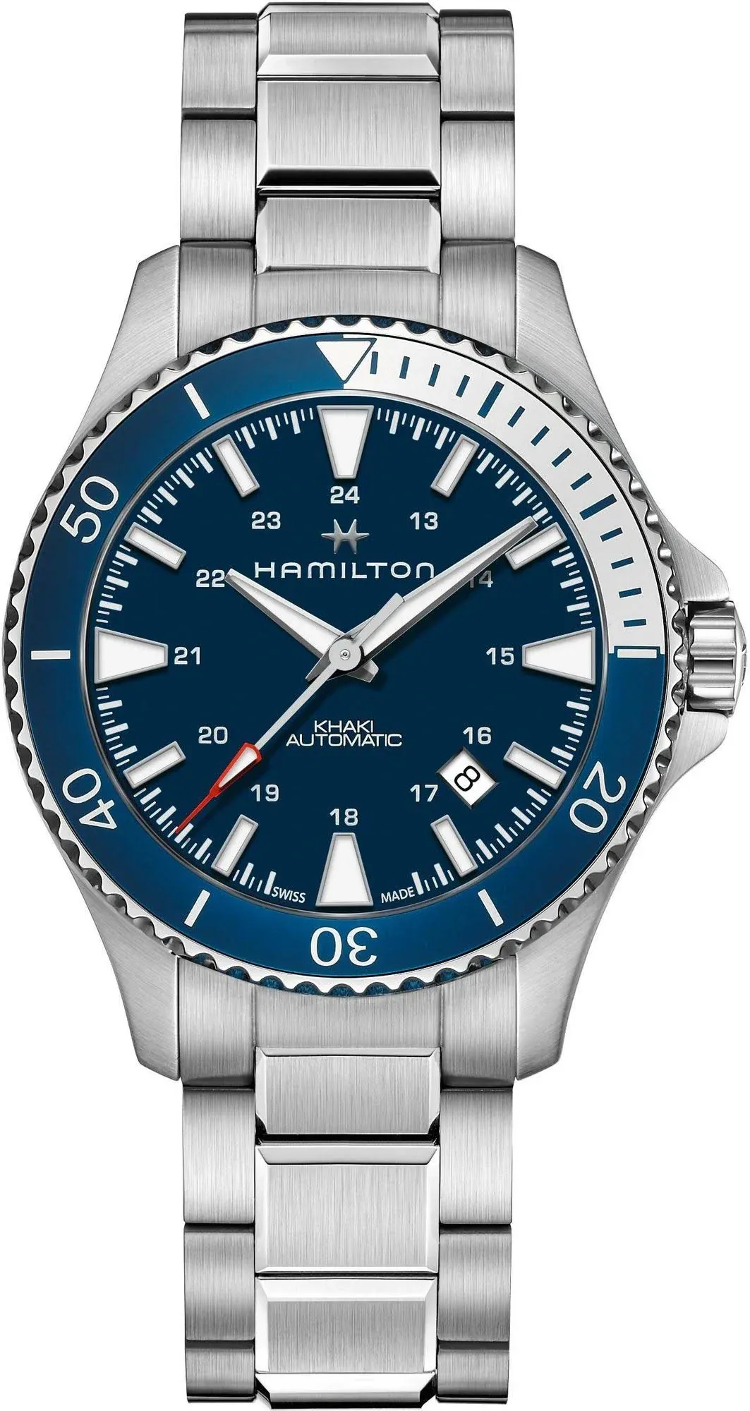 Hamilton Watch Khaki Navy Scuba Auto | Swiss Made | 40mm Stainless Steel Case | Black Dial Analog Watch | Silver Stainless Steel Bracelet (Model: H82315131)