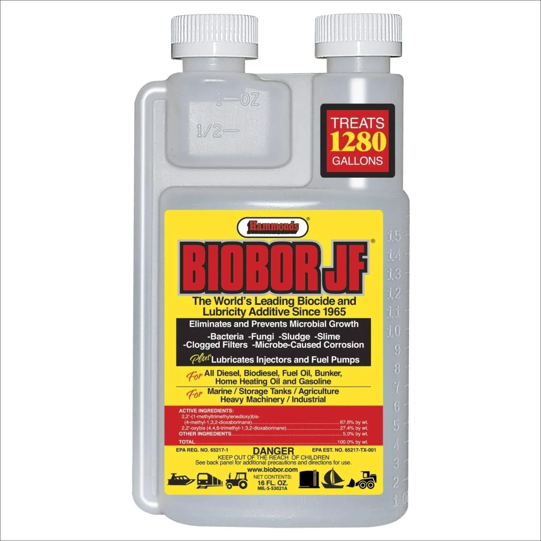 BIOBOR JF Diesel Fuel Additive: Highly Effective Fuel Biocide Supplement, Prevents Corrosion of Fuel Tanks, Increases Lubricity, Dual Phase Chemistry | 16 Ounce, (BB16EZ01US)