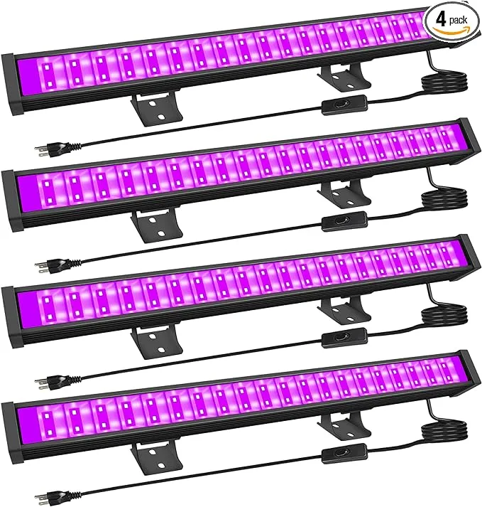 2 Pack 30W Black Light, LED Black Lights for Glow Party, Blacklight 5ft Plug+Switch, Black Light Bar, Blacklights, Black Light for Bedroom,Glow Party,Halloween, Classroom, Body Paint